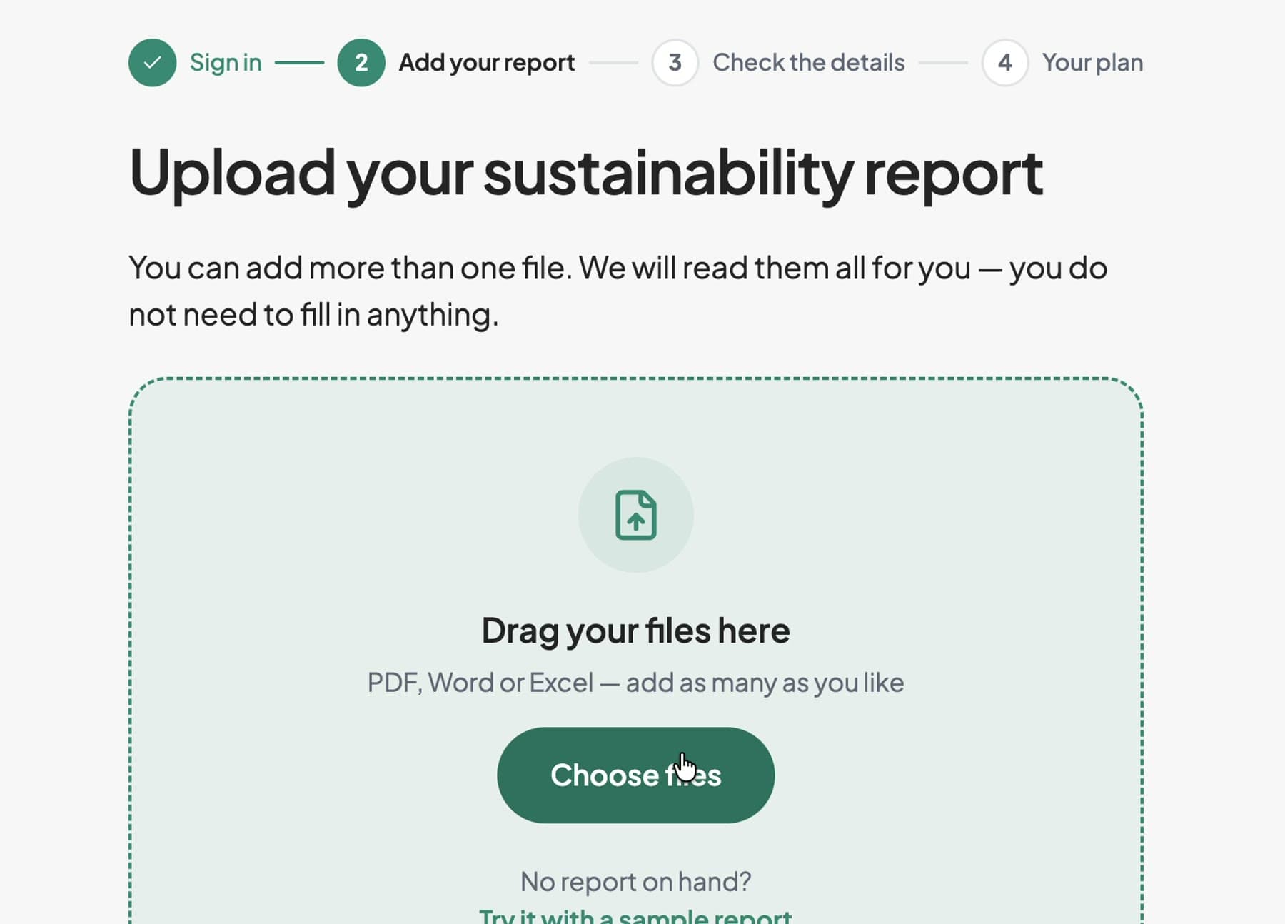 Uploading a sustainability report to the Unibloom Climate Transition Plan